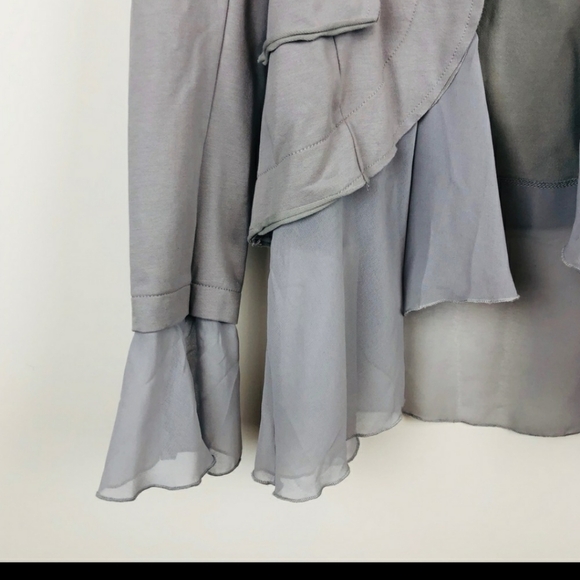 Soft Surroundings Gray Chiffon Trim Blazer‎ ruffle - Picture 5 of 5